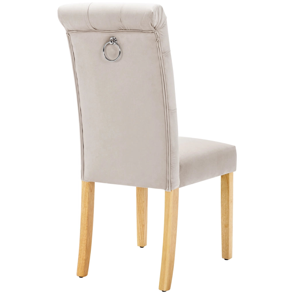SEDIA da pranzo in velluto beige, Set da 6 pezzi