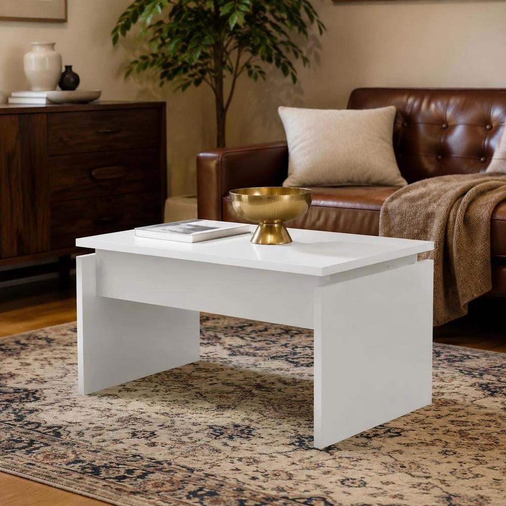 Coffee Table White 68x50x38 Cm Wood Material