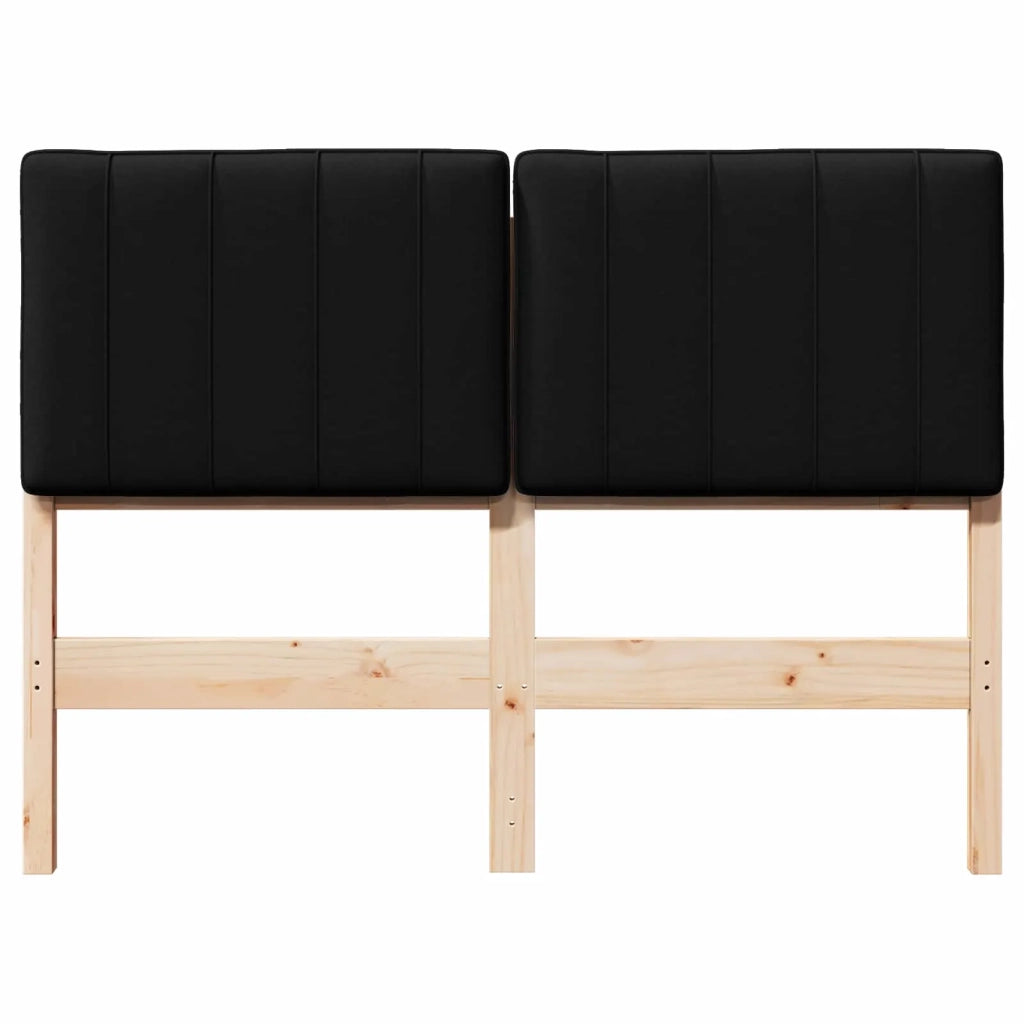 Testiera imbottita Marrone e Nero 120 cm Pino massello 880190