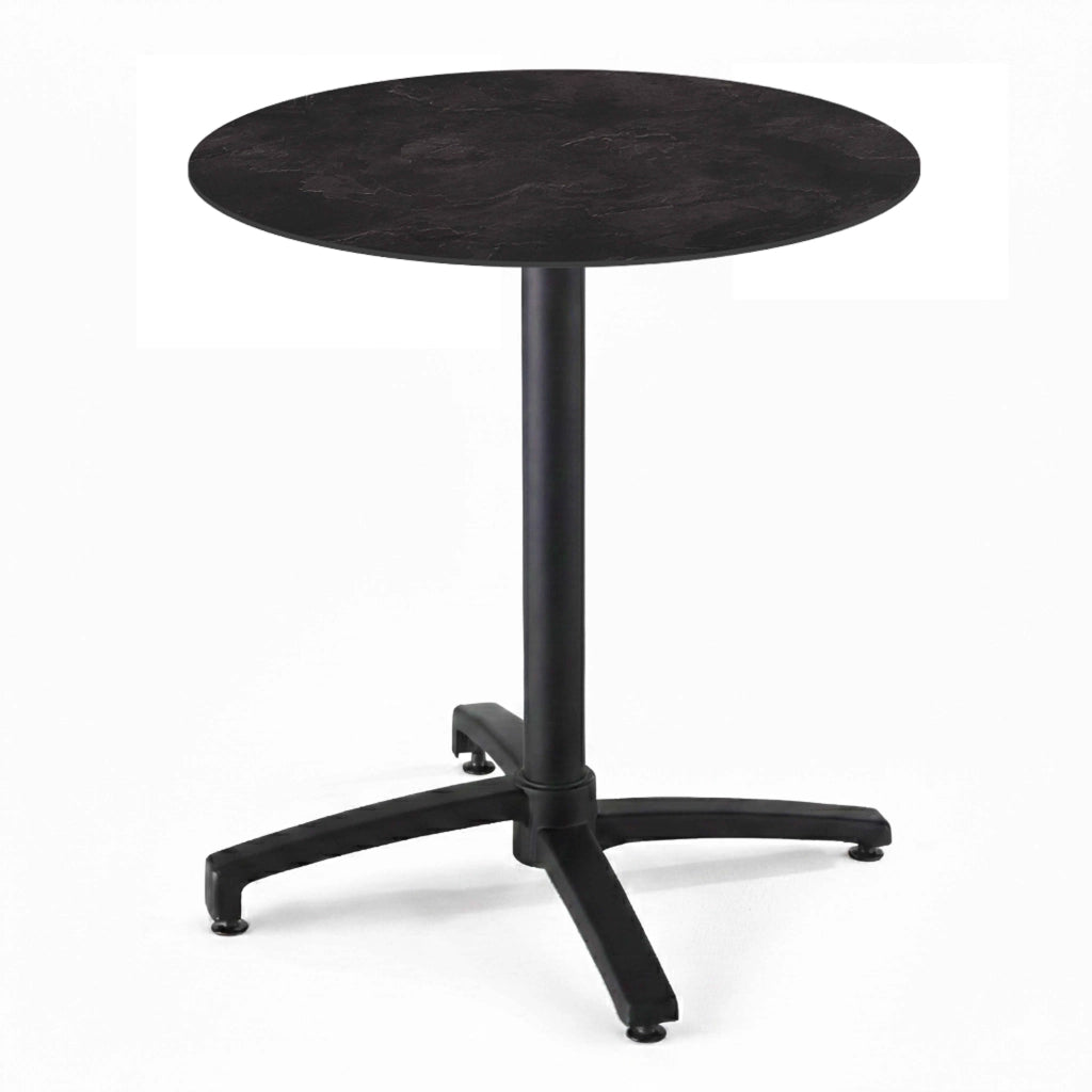 Oviala - Tavolo da giardino diam 60cm inclinabile alluminio e HPL ardesia