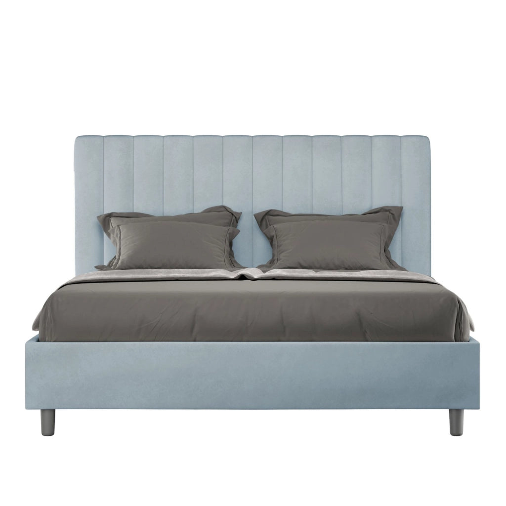 ityhome Letto matrimoniale king size senza rete imbottito 170x190 microfibra azzurro Agueda