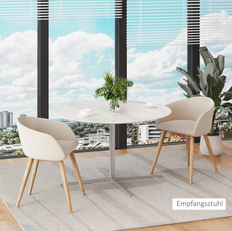 Set di 2 sedie imbottite beige con gambe in legno