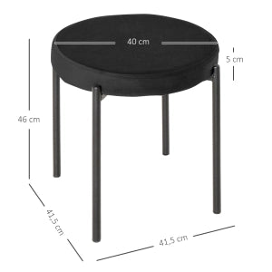 Sgabello da cucina set di 4 impilabile con seduta imbottita effetto velluto nero metallo 41.5 × 41.5 × 46 cm
