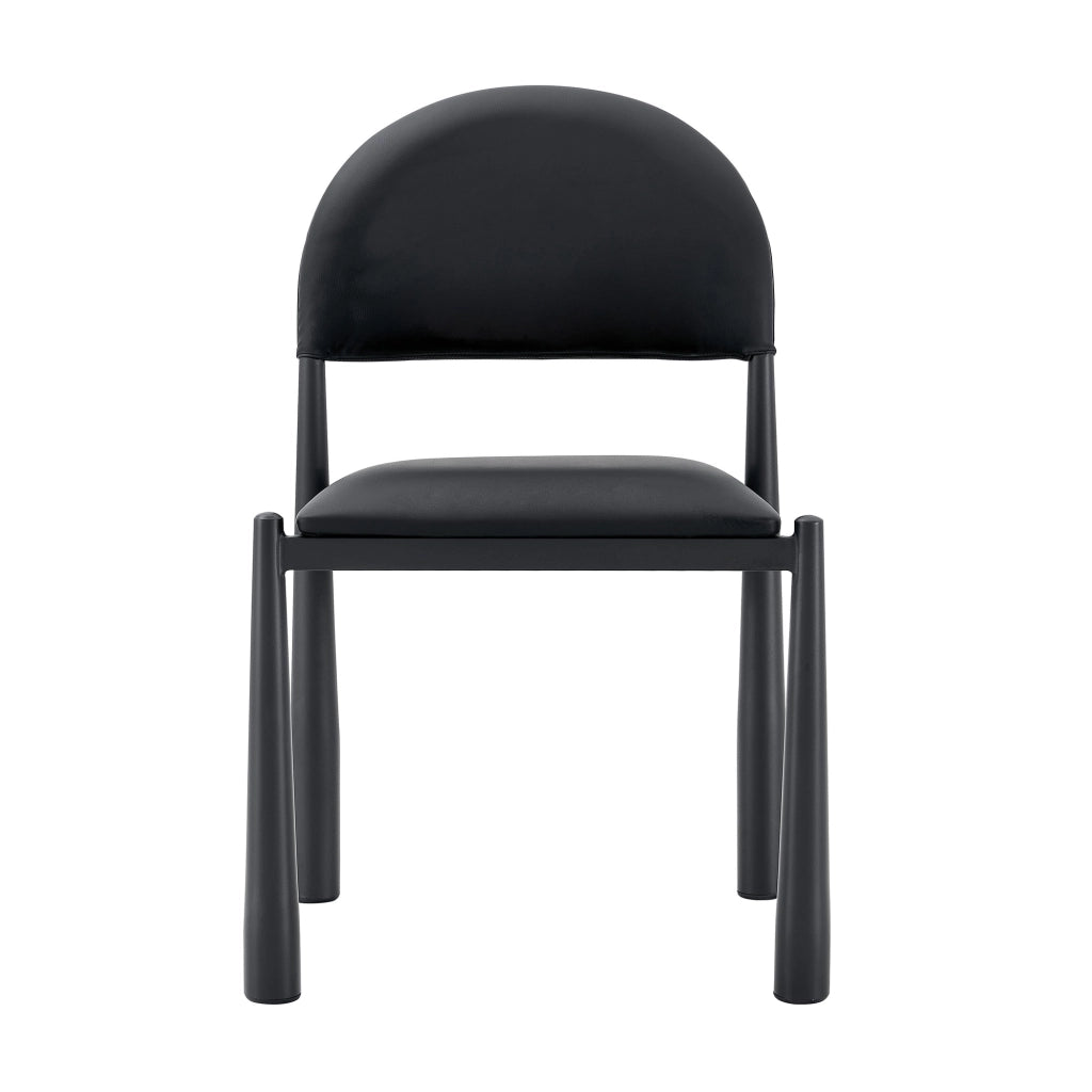 Sedia da pranzo moderna in similpelle PU nera con schienale semicircolare 80 cm