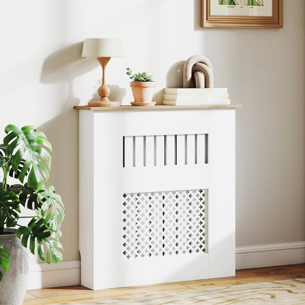 Copriradiatore in Legno Bianco con Ripiano Superiore Mobile Copritermosifone Moderno per Casa 78 x 19 x 81 cm