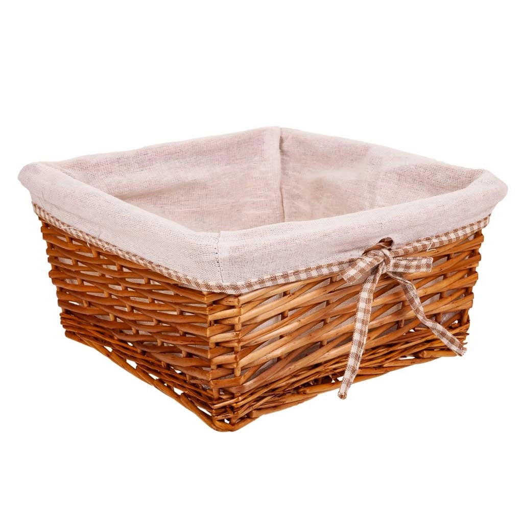 Set composto da portabiancheria e due cestini in vimini foderati marroni