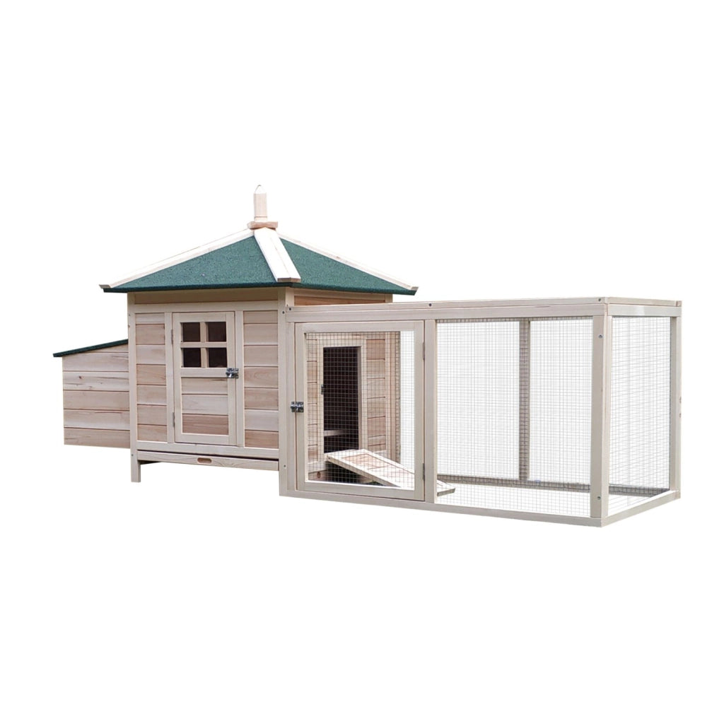 EasyComfort Pollaio da Giardino Prefabbricato in Legno 196x76x97cm, Color Legno