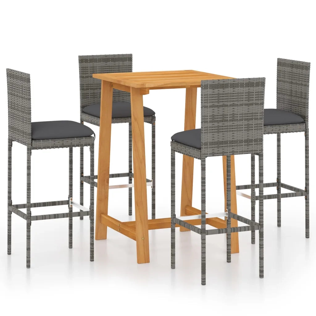 Set da Bar da Giardino 5pz con Cuscini Grigio
