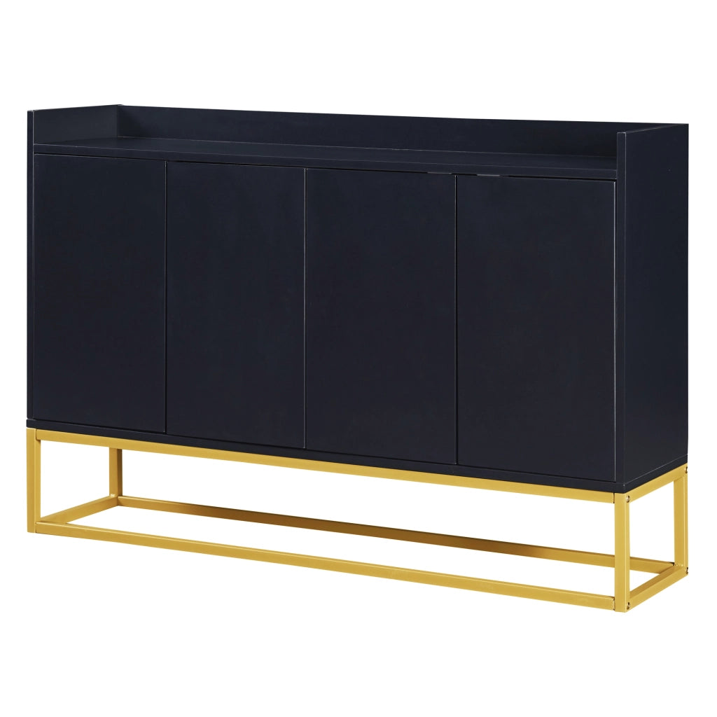 Sideboard moderno minimalista nero, 4 ante senza maniglie per soggiorno, sala da pranzo e cucina