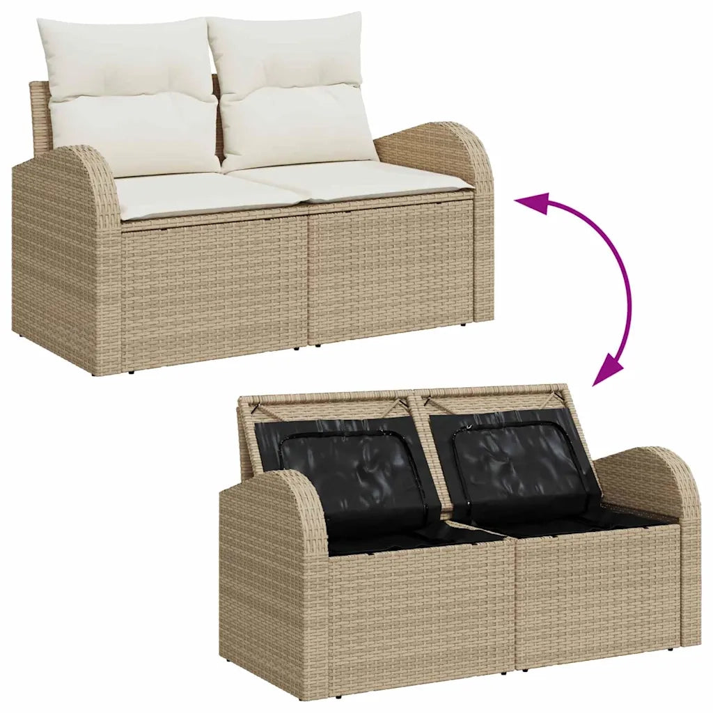 Set Divano da Giardino 6 pcs Beige e Crema polyrattan