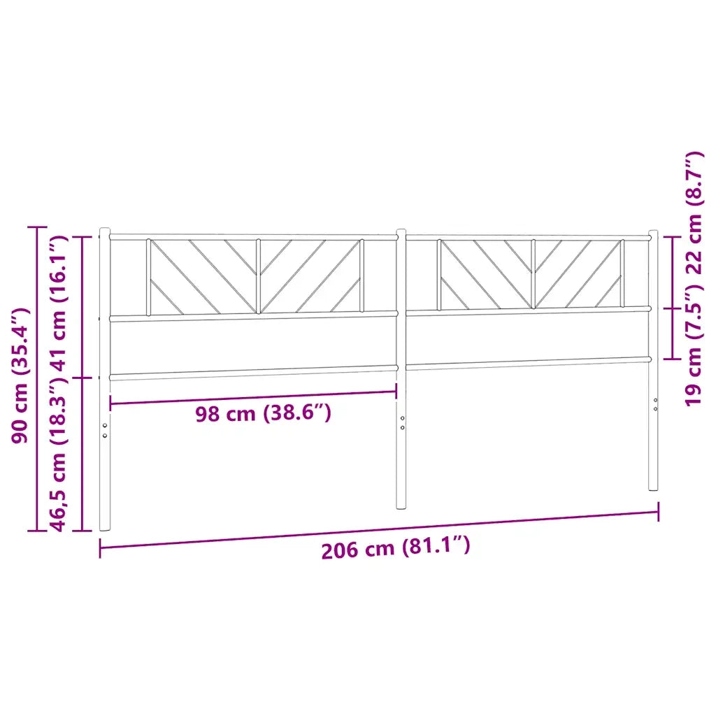 Testiera di Ricambio in Metallo Nero 200 cm 372217
