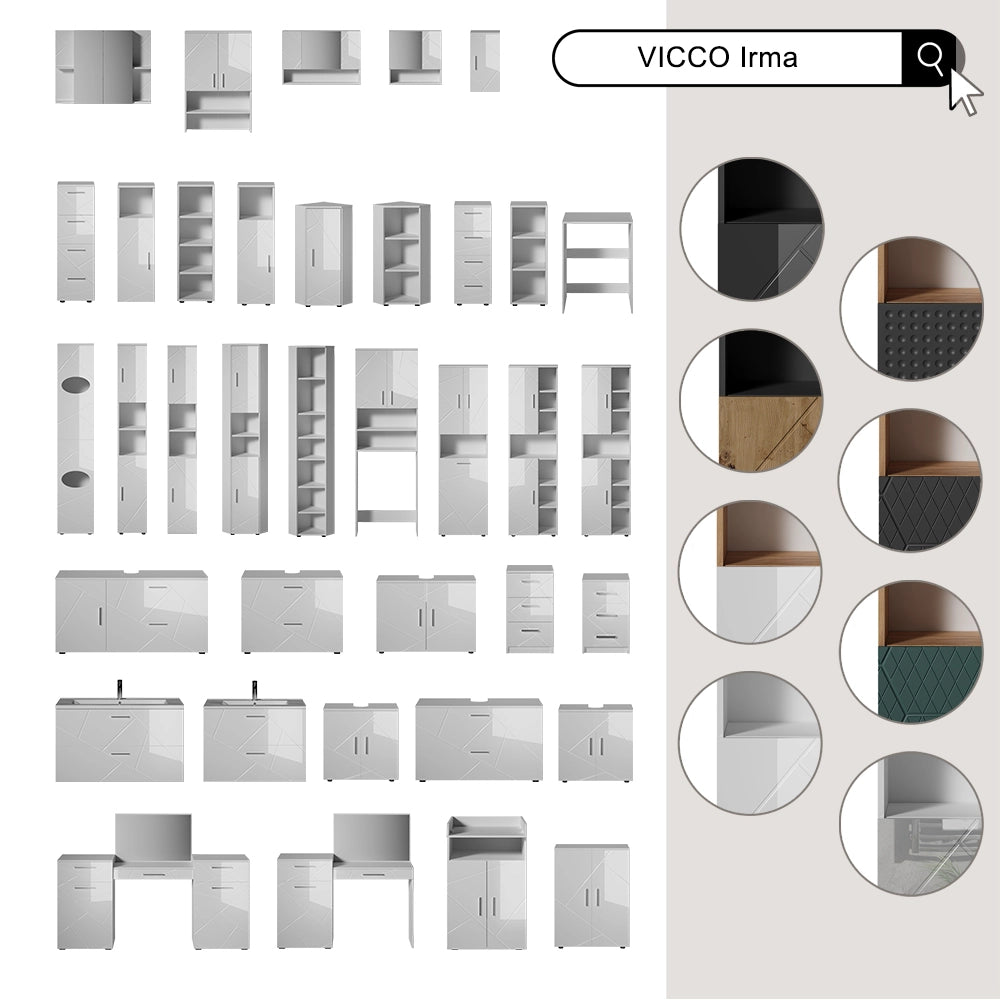 Vicco Mobile sottolavabo per bagno Bianco lucido/oro power oak 80 x 58.6 cm