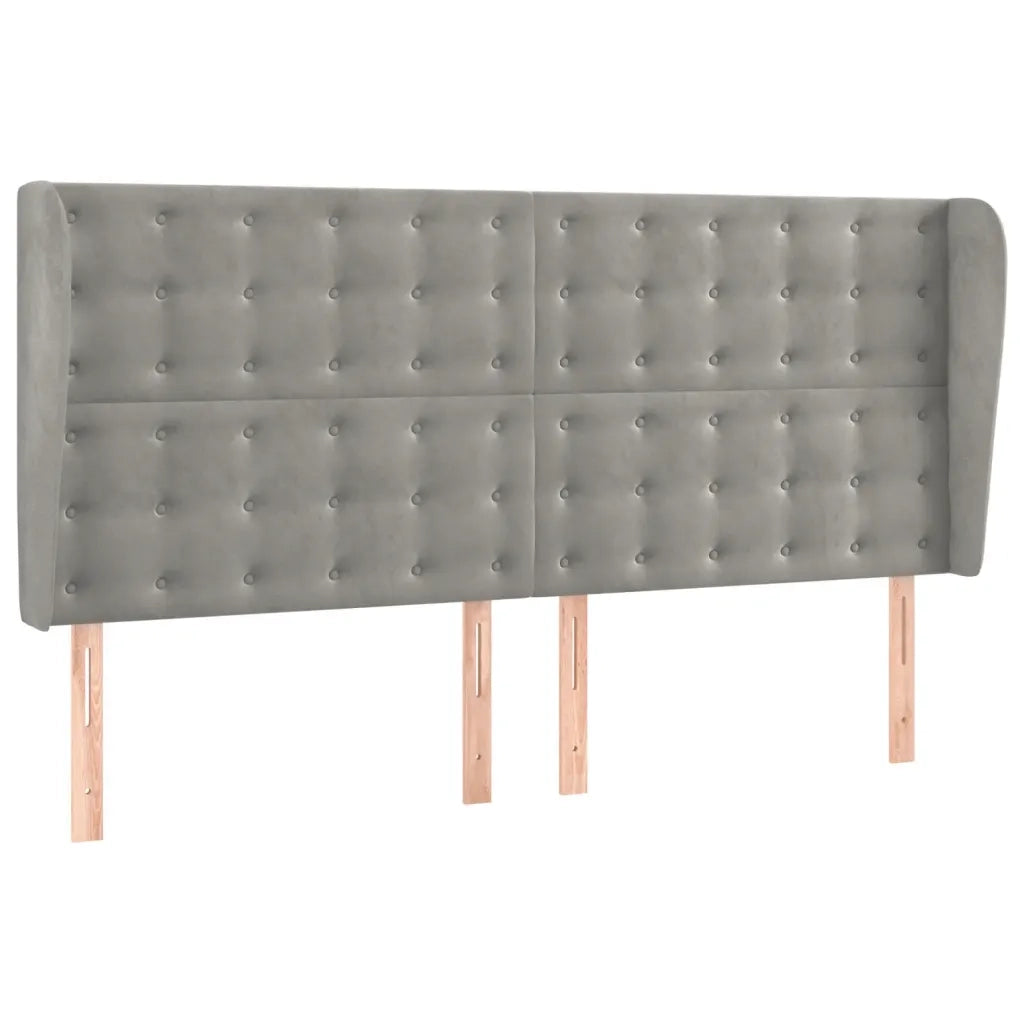 Testiera | Testata ad Orecchio Grigio Chiaro 183x23x118/128 cm in Velluto