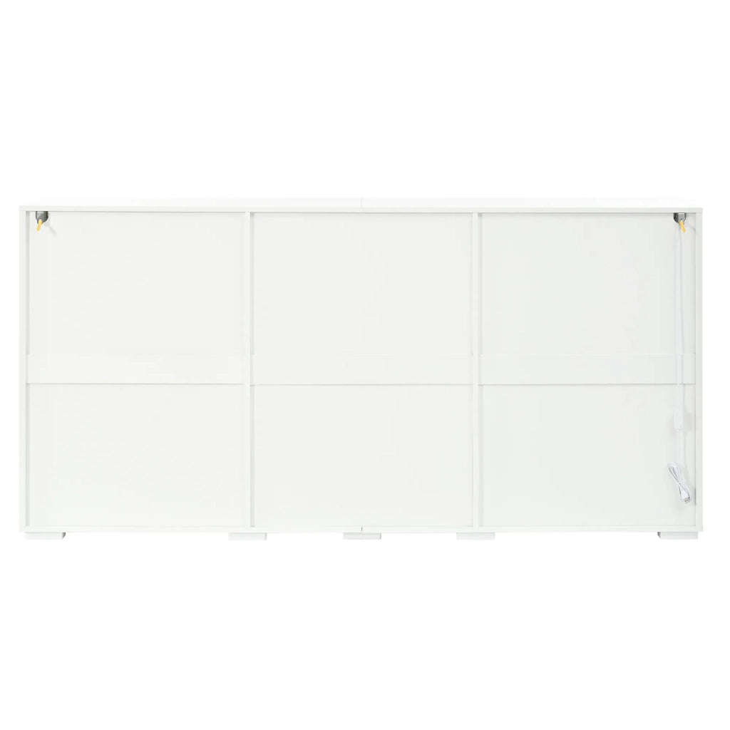 Sideboard con illuminazione LED controllabile via app, 3 ante con frontali in vetro, superficie lucida, struttura in truciolato