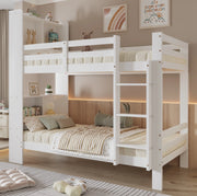 Letto a castello bianco 90x200 cm con ripiani e scala a 3 gradini