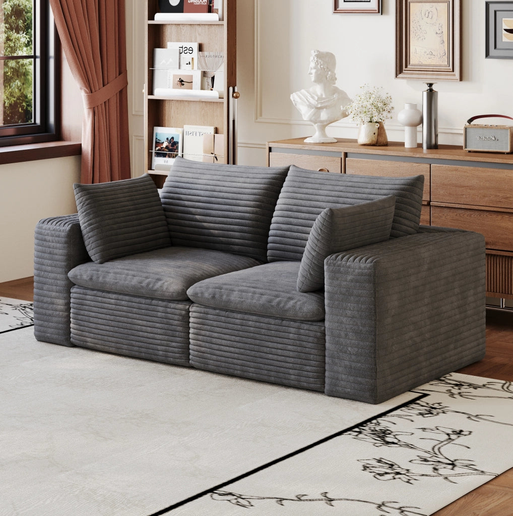 Divano modulare ULEVR 180x90x60 cm in tessuto grigio scuro con imbottitura in schiuma