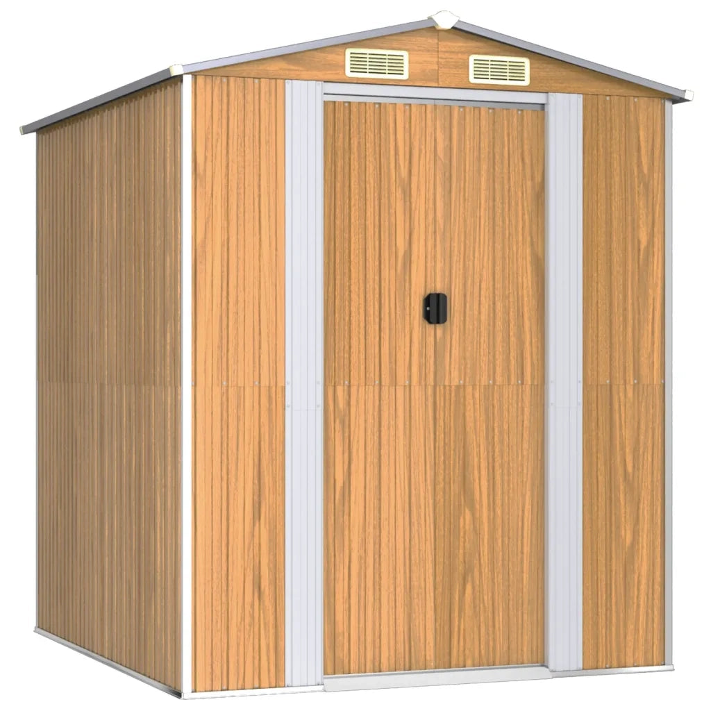 Capanno Giardino-Casetta da Giardino Marrone Chiaro 192x191x223 cm Acciaio Zincato