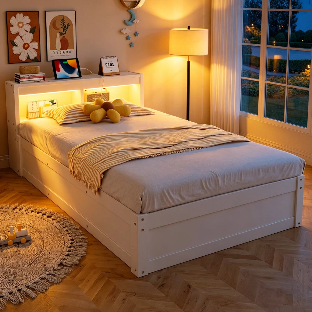 letto multifunzione mdf bianco 90 x 200 cm
