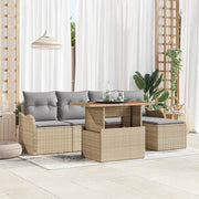 Set Divano da Giardino 6 pcs Beige Poly Rattan