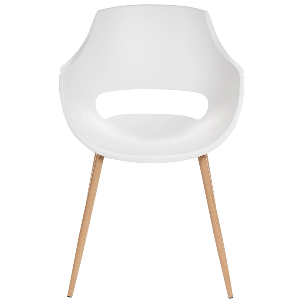 Set di 4 sedie da pranzo Bianco Seduta sintetica Gambe in metallo Seduta moderna semplice e minimalista
