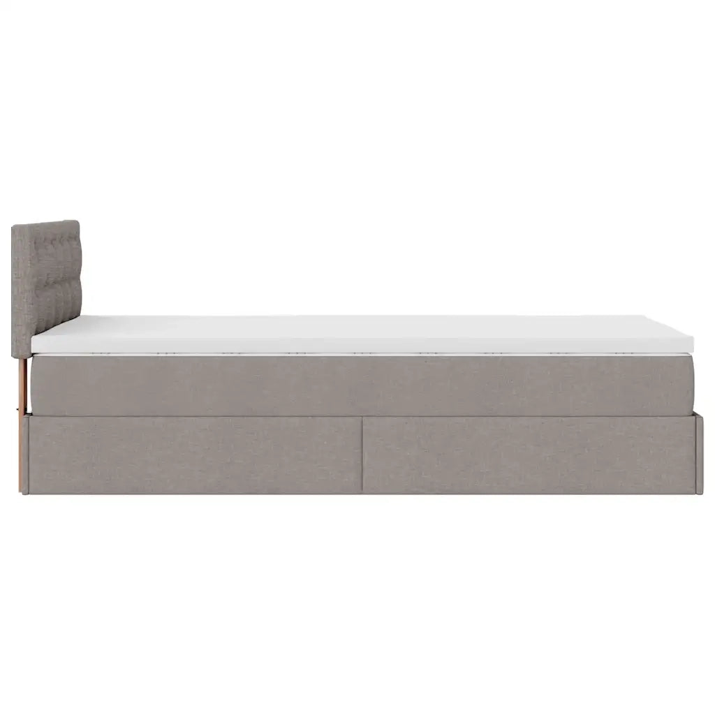 Struttura Letto Pouf con Materasso Tortora 90x190 cm in Tessuto 3311591