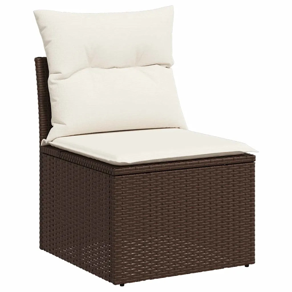 Set Divano da Giardino 6 pcs Marrone e bianco Poly Rattan