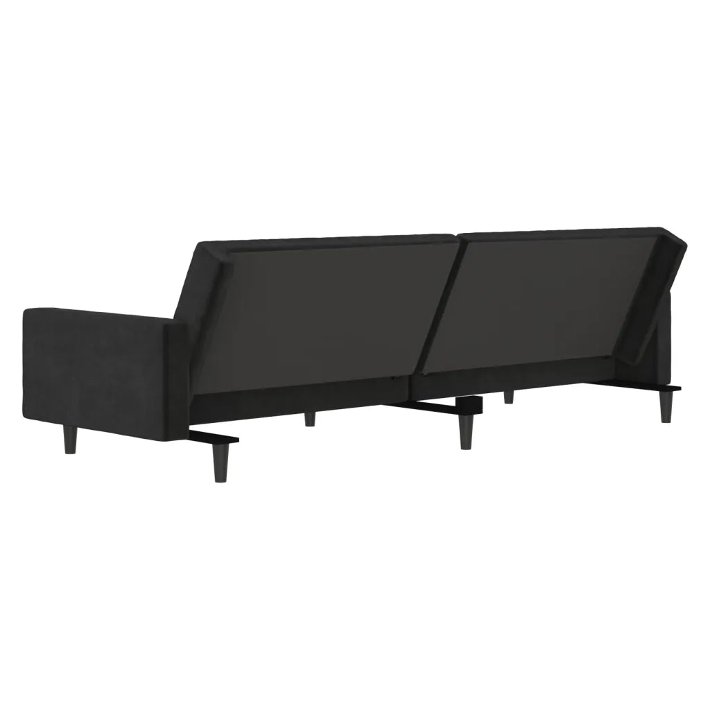 Divano Letto a 2 Posti Nero in Velluto 375740