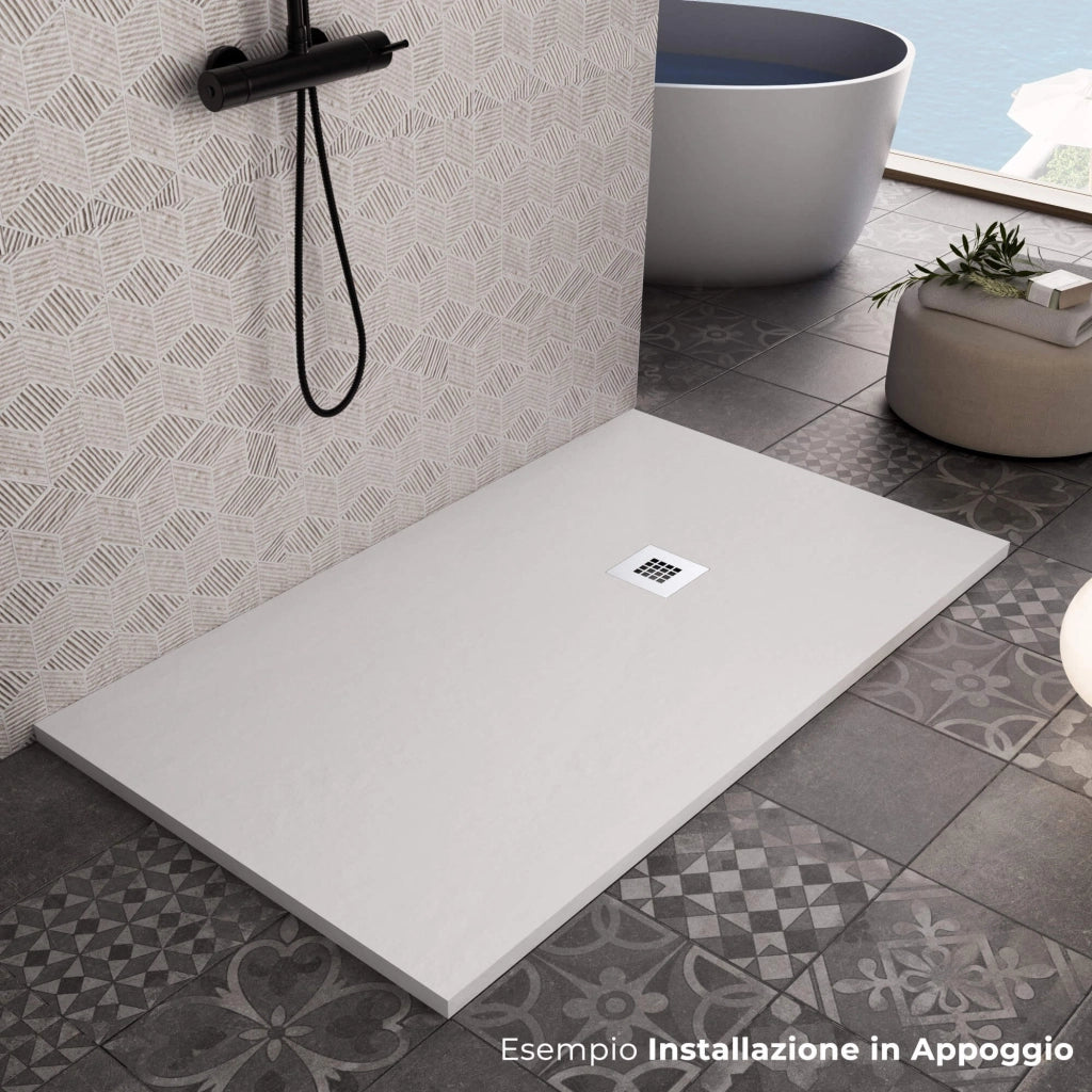 Piatto Doccia 100x190 cm in Pietra Bonussi Everest Bianco