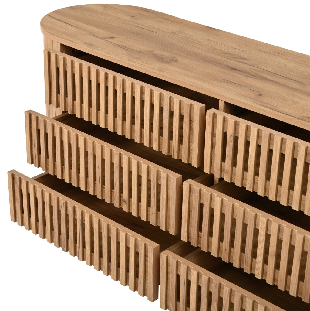 Madia 160x40x70 cm con 6 cassetti in MDF effetto legno naturale HAVRYA