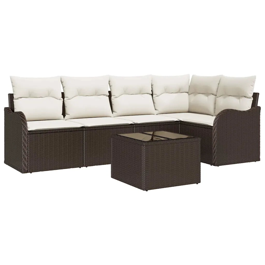 Set Divano da Giardino 6 pcs Marrone polyrattan
