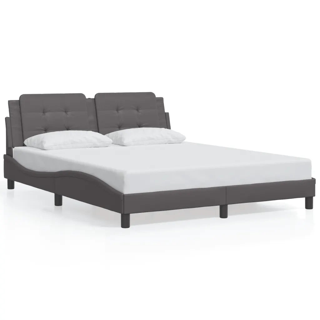 Letto matrimoniale | Letto per adulti | Giroletto con LED senza Materasso Zadar Grigio 160x200 cm