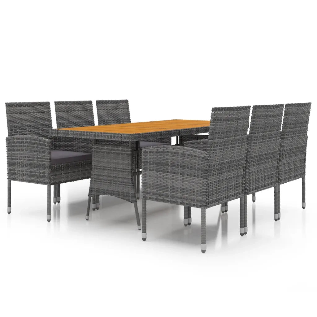 Set da Pranzo per Esterni 7 pz in Polyrattan Grigio 3120114