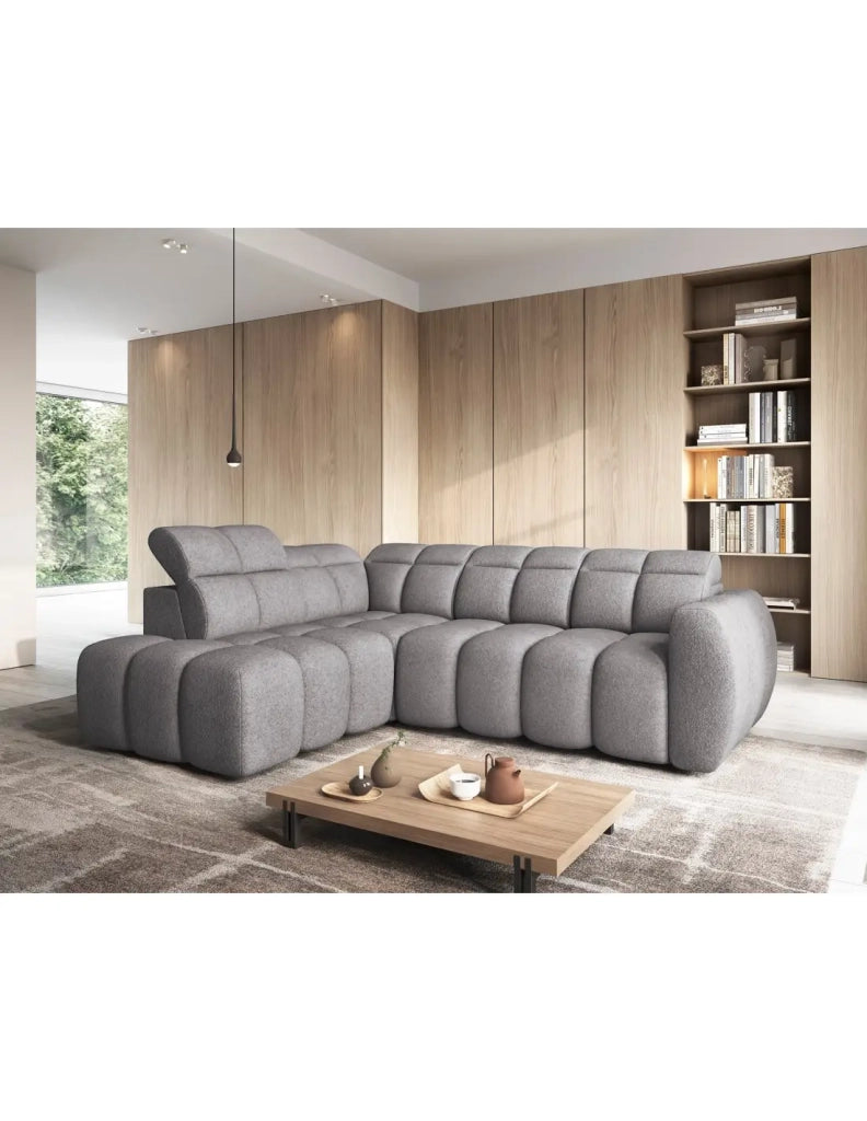 Divano ad angolo elettrico RONDA 4 posti grigio – angolo sinistro