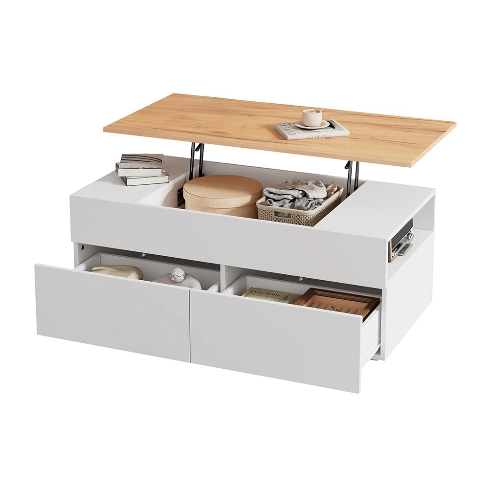 Tavolino regolabile - Xylo - 100x50cm 2 cassetti bianco/legno