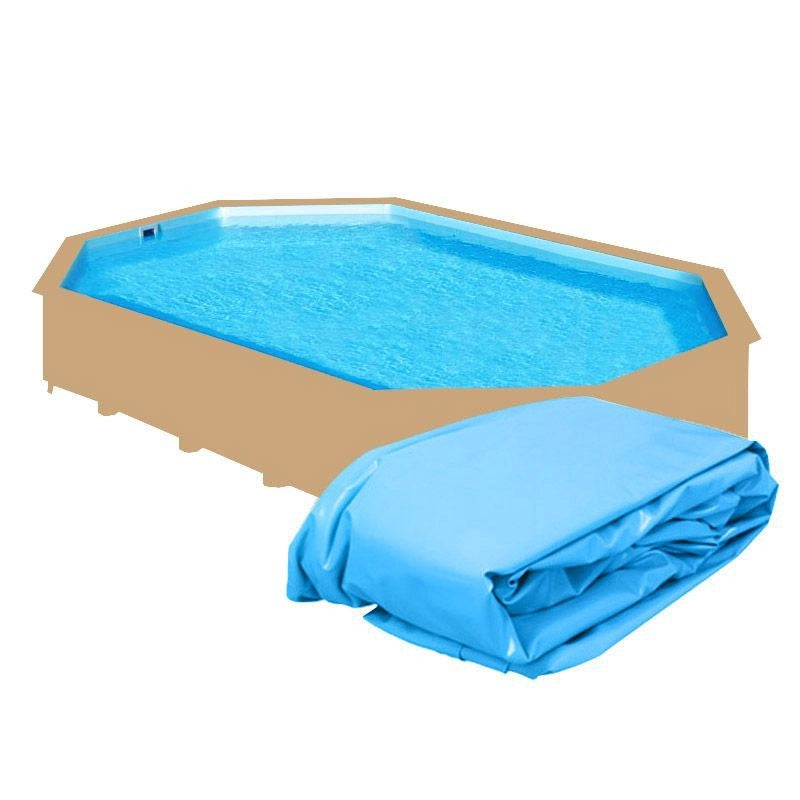 Liner Di Ricambio Colore Azzurro Spessore 0,75 mm - Per Piscina In Legno Gre Ottagonale 8,52 X 4,55 X H 1,46 M Dimensione piscina: 6.72 x 4.72 m, Colore: Azzurro