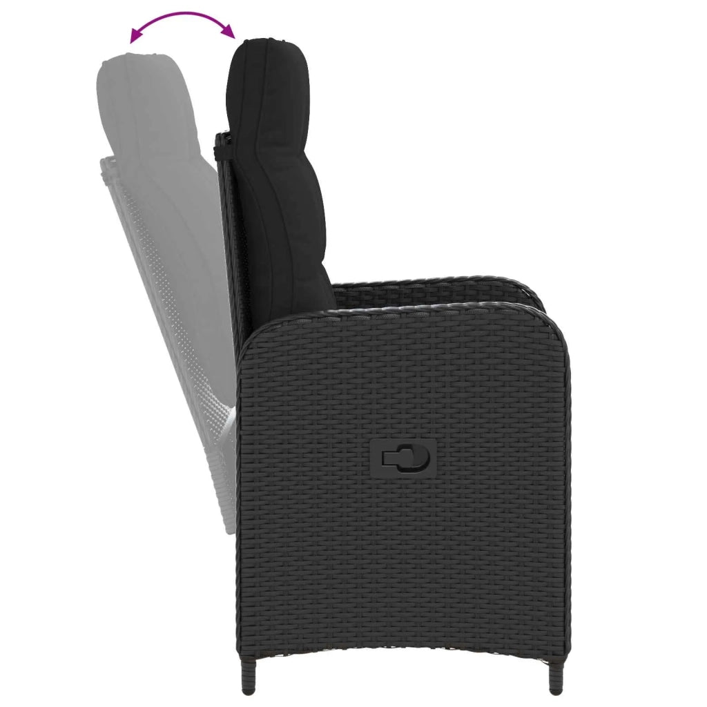 Set da pranzo per esterni 7 pz Nero polyrattan 3422299