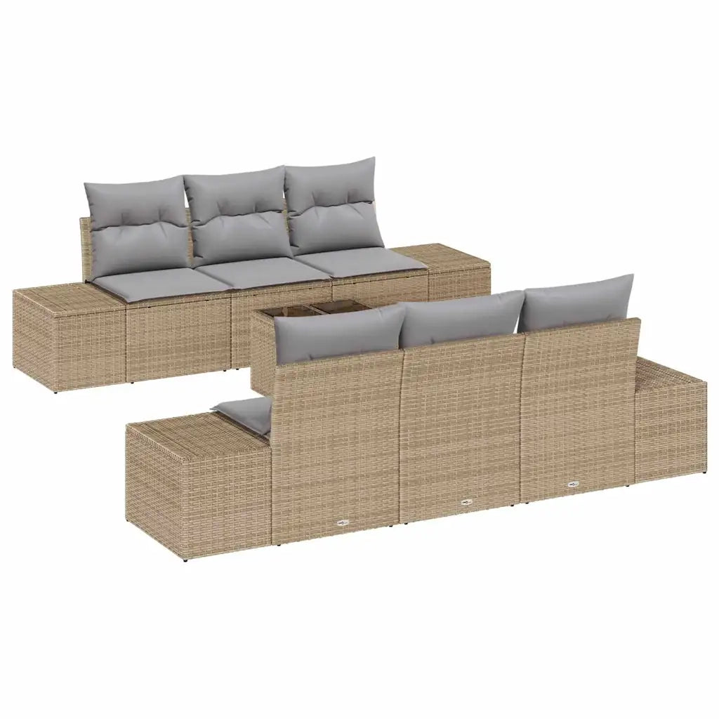 Set Divano da Giardino 8 pcs Beige e grigio polyrattan 3355619