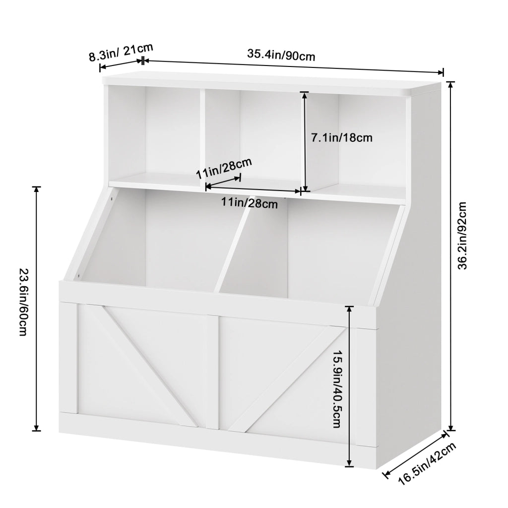 Libreria per Bambini Mobile Portagiochi e Libri per Cameretta Scaffale Basso a 2 Livelli 90x42x92cm Bianco