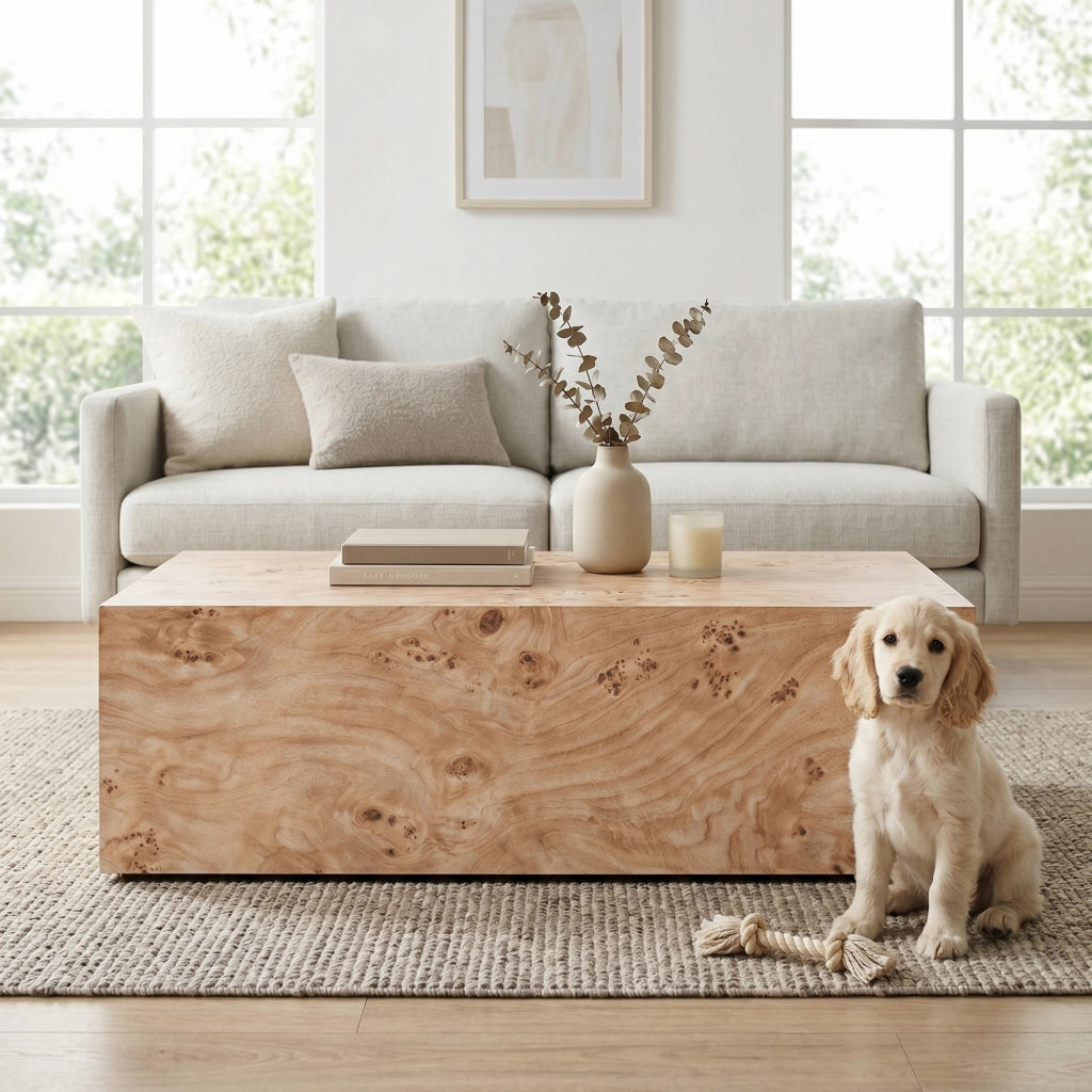 Tavolino basso fisso in MDF effetto legno con superficie liscia per soggiorno 100 × 59.5 × 38.0 cm