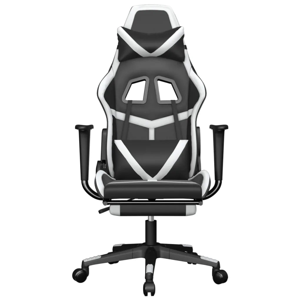 Sedia da Gaming | Sedia da e-sports con Poggiapiedi Nero e Bianco in Similpelle