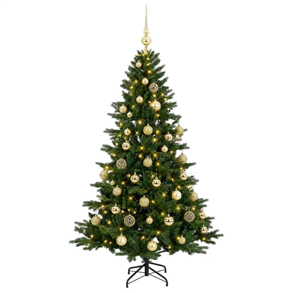 Albero di Natale artificiale con palline 120 cm 150 LED 3465671