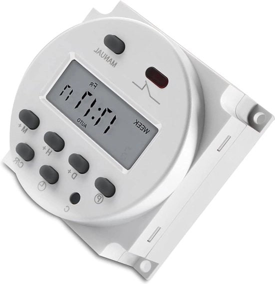Timer digitale programmabile LCD con cristallo liquido - visualizzazione settimanale - copertura bianca
