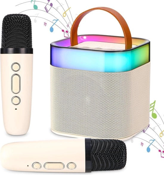 Macchina da karaoke con microfoni portatili a onde radio - effetti di cambiamento di voce e illuminazione a LED - regali per ragazze e ragazzi