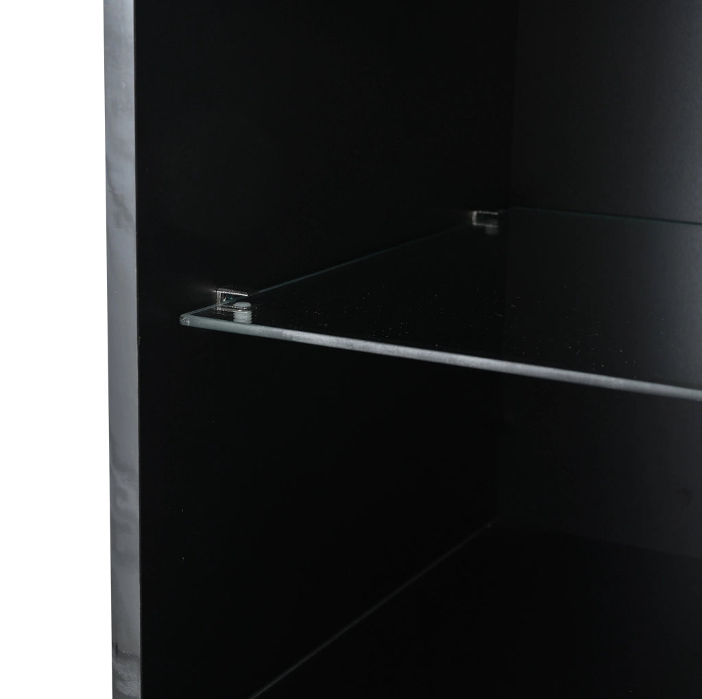 Vetrina alta 55x38x170 cm con LED; 1 cassetto e 4 vani chiusi; nera HOMVRA