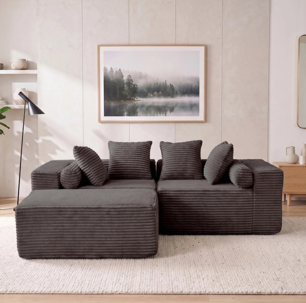 DIVANO Modulare a L 266x110x60,01 cm Nero