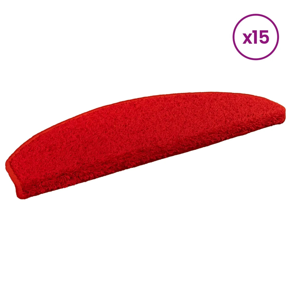 Tappetini per scale autoadesivi 15 pz | Gradini per Scale Rosso 80 x 24,5 x 3,5 cm