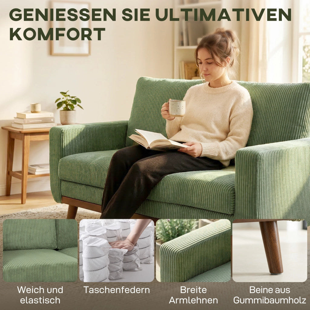 Divano 2 Posti ¨C zephmum ¨C Tessuto Verde 134 cm