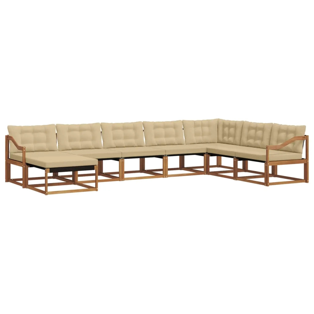 Set di divani da esterno con cuscino 8 pcs Naturale e Beige 3369756