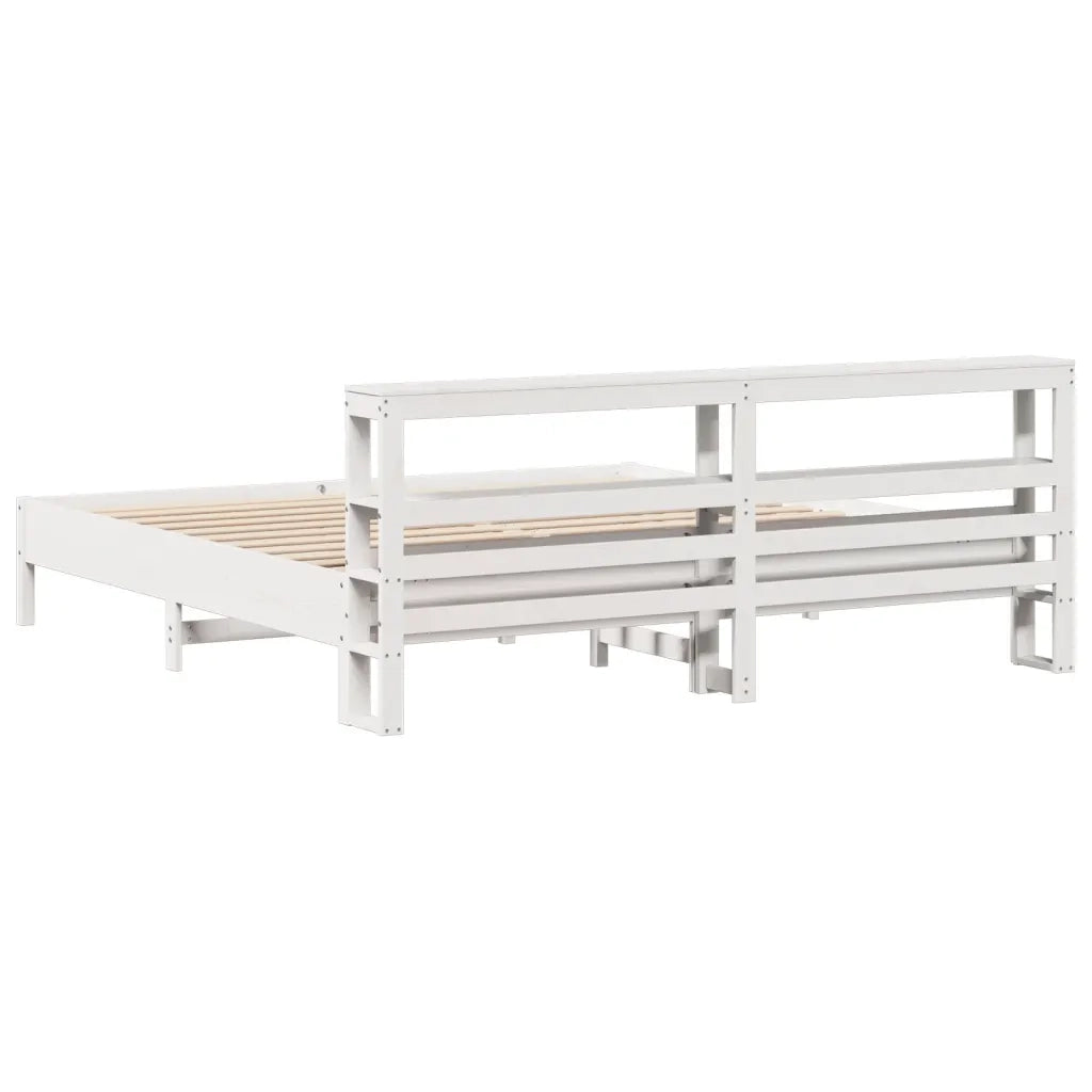 Letto senza Materasso-Struttura Letto Bianco 180x200 cm Legno Massello di Pino 591316