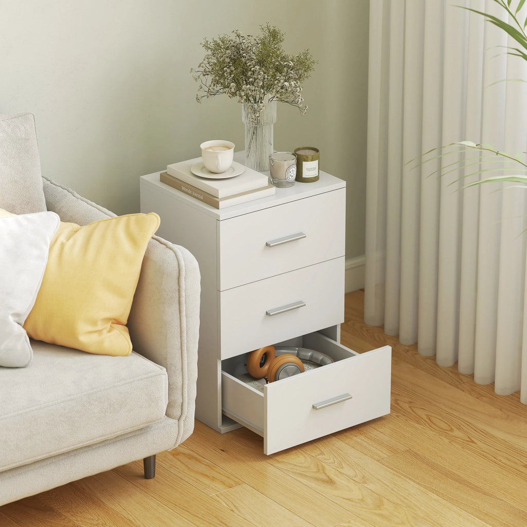 Comodino con 3 cassetti ¨C Xylo ¨C MDF bianco